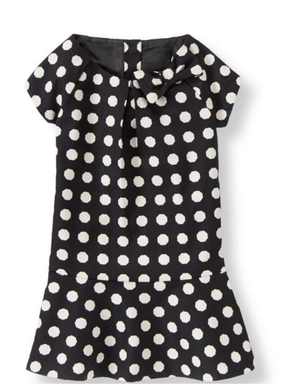 Janie and Jack Black and White Polka Dot Bow-Accent Dress